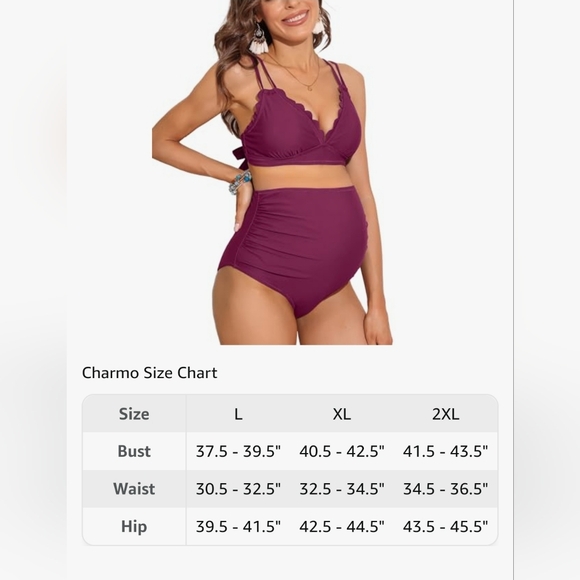 NWOT Charmo Maternity High Waisted Bikini Size XL - Picture 4 of 7